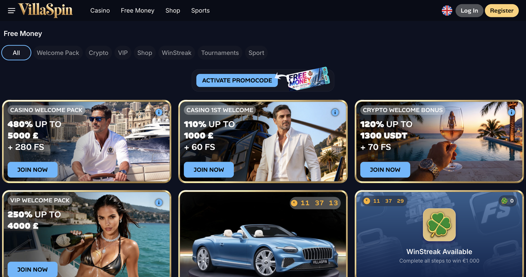 Villa Spin - credit card casino